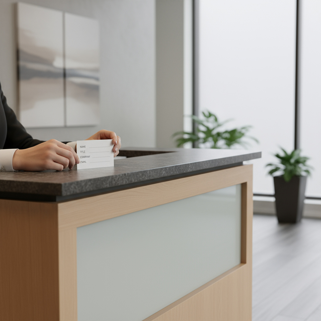 Reception desk and contact card